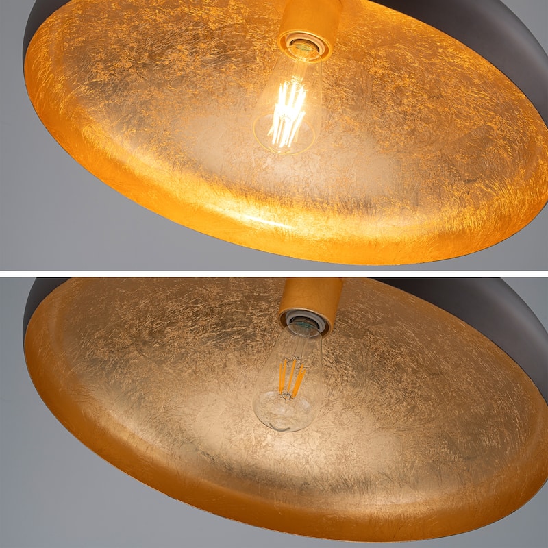 Modern Farmhouse Black Bowl Oversized Dome Pendant Light - W19.69"