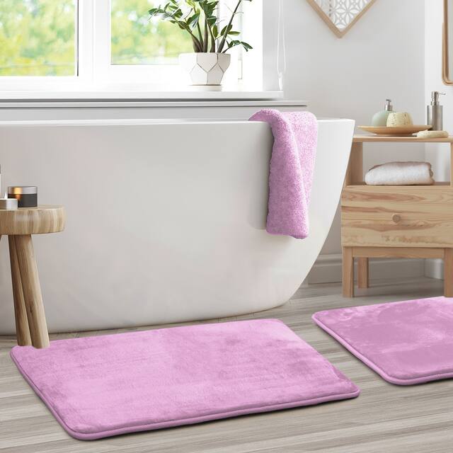 Clara Clark Ultra Soft Plush Bathroom Rug - Non-Slip, Velvet, Memory Foam Bath Mat - Set of 2