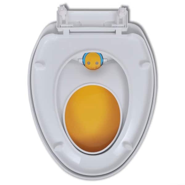 vidaXL White & Yellow Soft-close Toilet Seat Adults/Children - 19.1" x 14.4"
