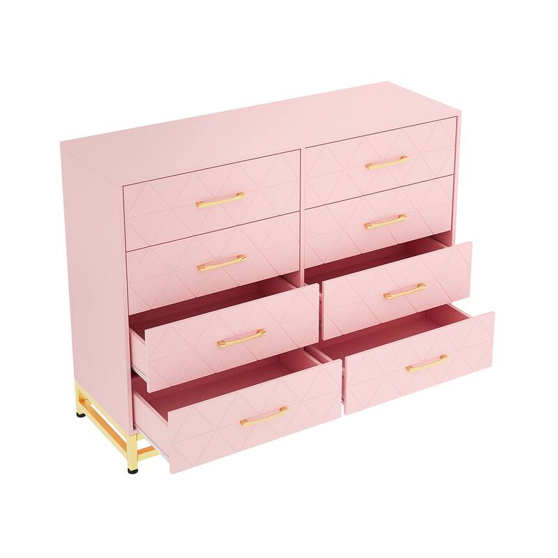 8 Drawer Dresser with Metal Handles for Bedroom