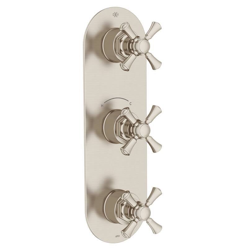 DXV Oak Hill 3-Handle Slim Valve with Cross Handles - Brushed Nickel