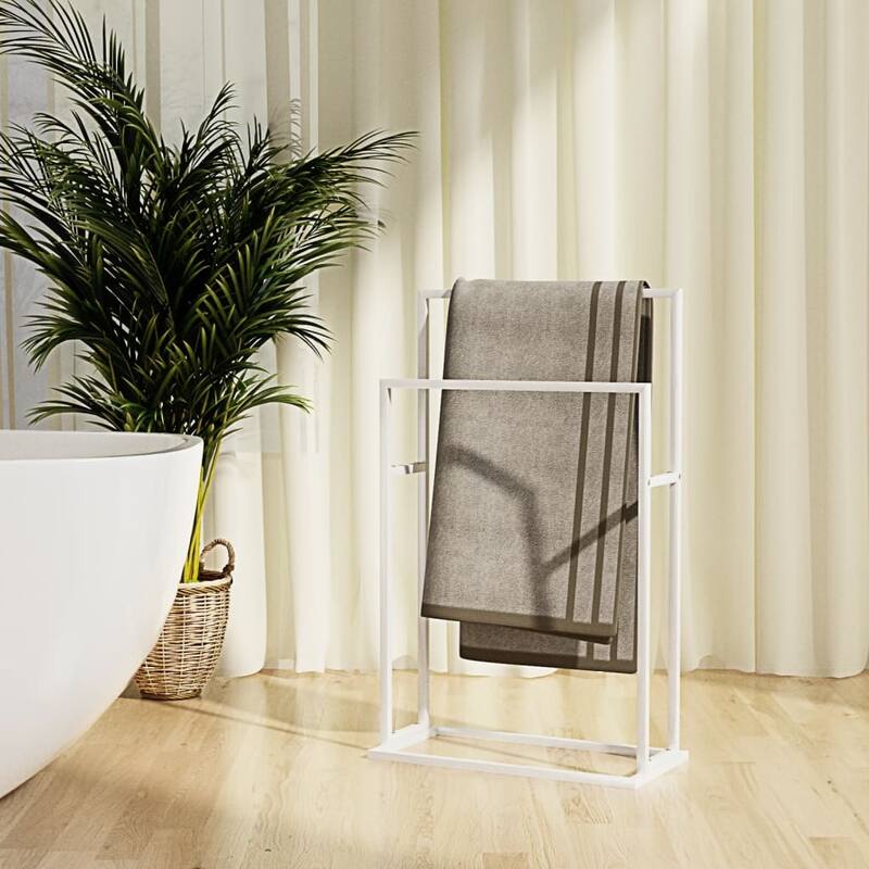 vidaXL Towel Rack Freestanding 2 Tier Towel Holder Stand for Bathroom Iron