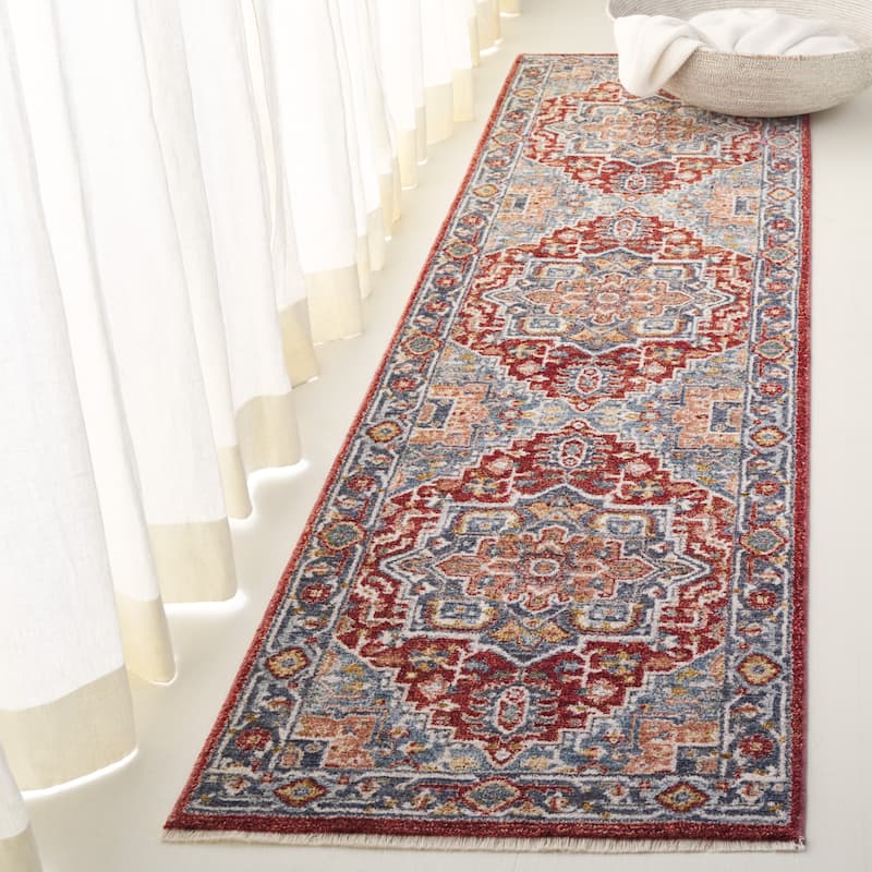 Lauren Ralph Lauren Gieze Transitional Rug - 2' x 8' Runner - Blue/Red Ivory