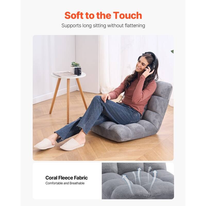 Floor Chair with Backrest Adjustable Folding Sofa Chair for Kids & Adults