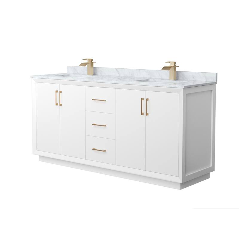 Wyndham Collection WCF414172D-NAT-UNSMXX Strada 72" Free Standing - White / Satin Bronze Hardware