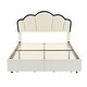 preview thumbnail 10 of 28, Beige Full Upholstered Bed with LED and Two Drawers