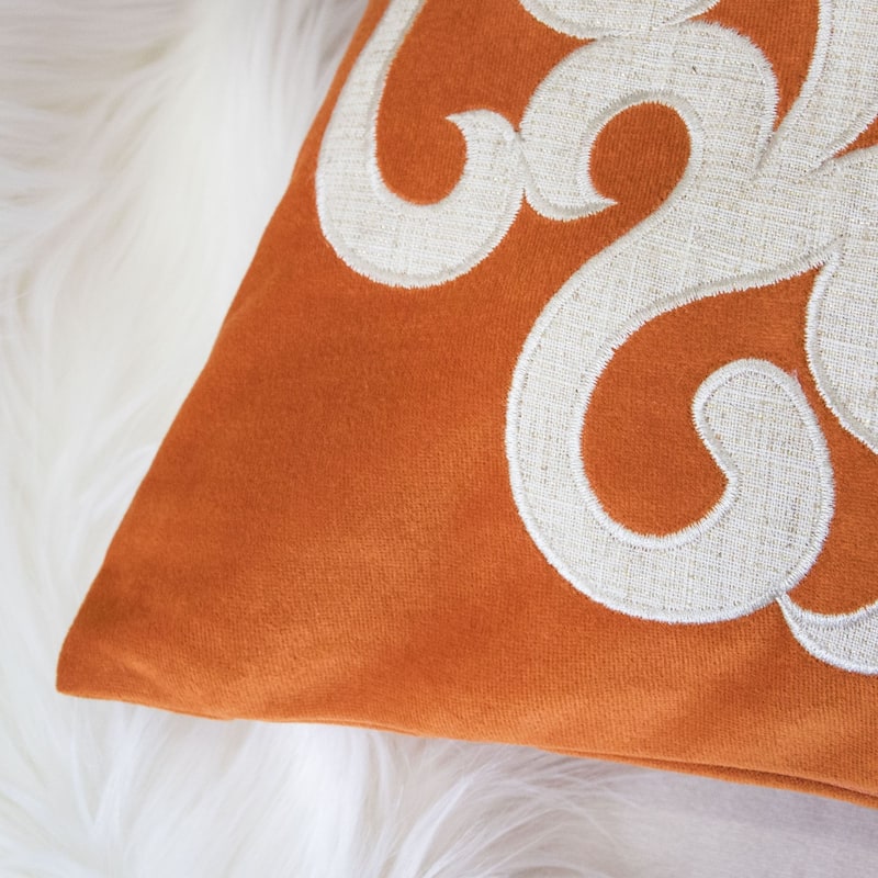 Vintage Vine Pattern Throw Pillow with Velvet Cover 20x20 Inches