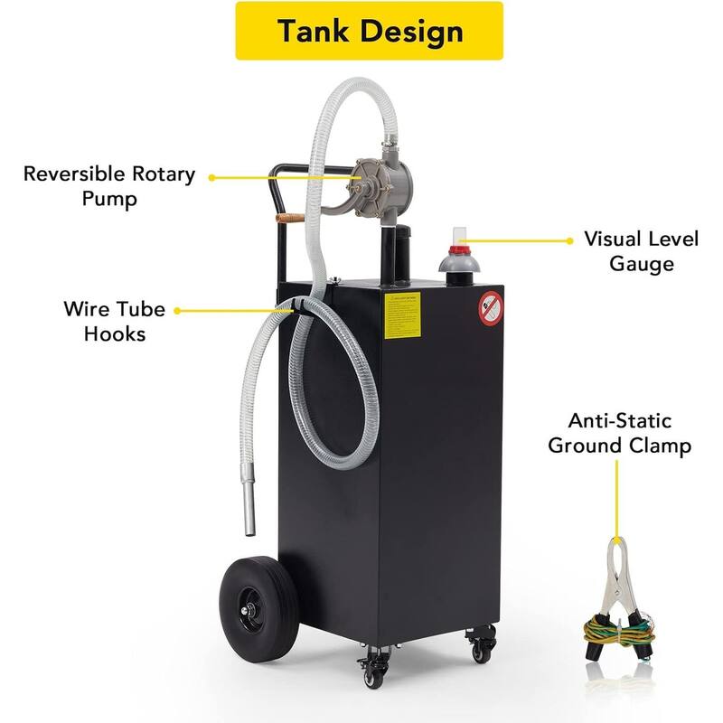 40 Gallon Gas Caddy with Pump Gasoline Tank Fuel Storage