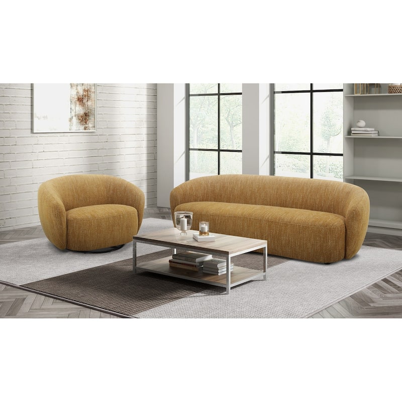 Divani Casa Norris Modern Mustard Fabric Swivel Accent Chair