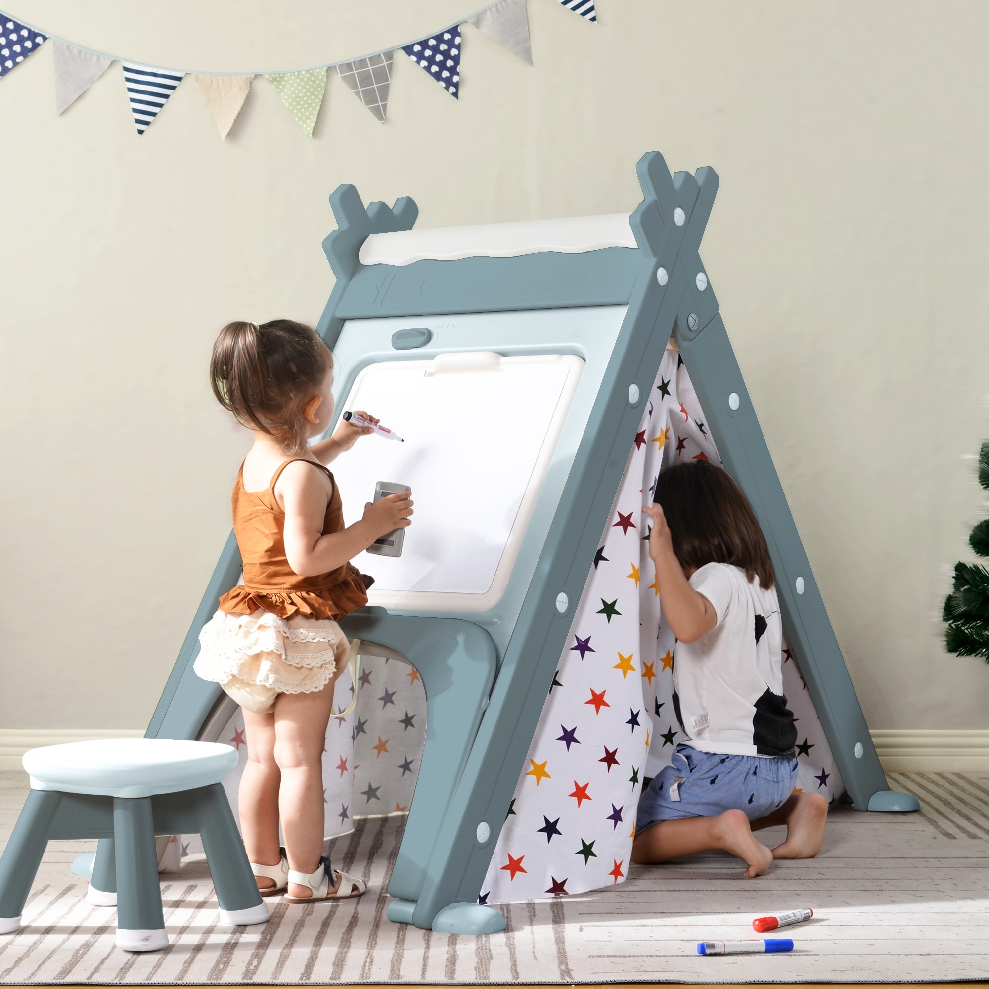 Kids Play Tent Foldable Playhouse 4 in 1 Teepee Tent 59 27.2