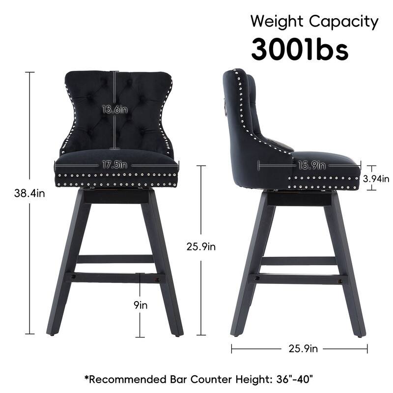 Swivel Velvet Leisure Counter Bar Stools Set of 8