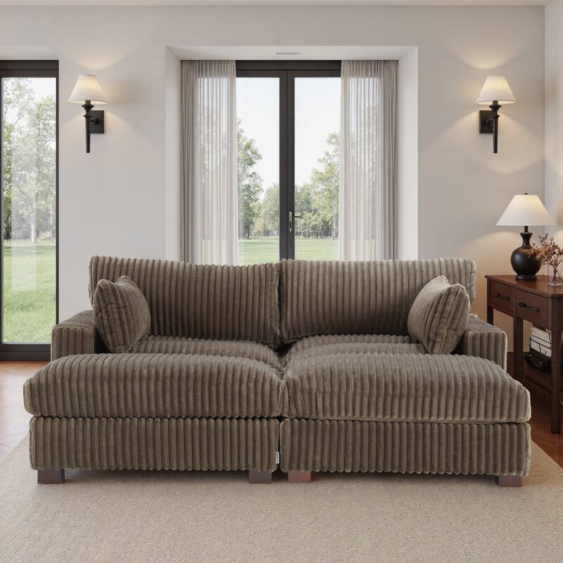 80"W Plush Modular Sectional Sofa with Pillows for Living Room