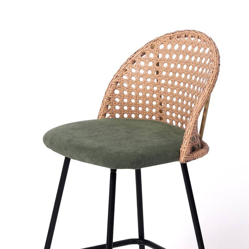 28"/29" Set of 2 Rattan Counter Height Swivel Bar Stools Chenille Cushion