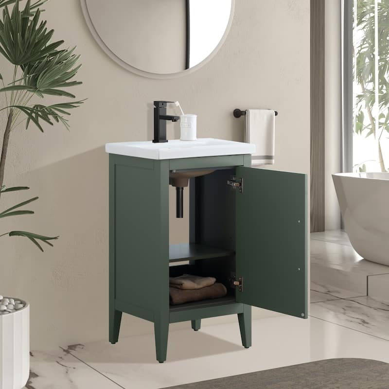 Vanity Art 20" or 24" or 30" Single Sink Bathroom Vanity Cabinet with Ceramic Top