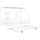 preview thumbnail 15 of 18, White Twin Size Metal House Bed with Trundle and Roof for Kids' Rooms