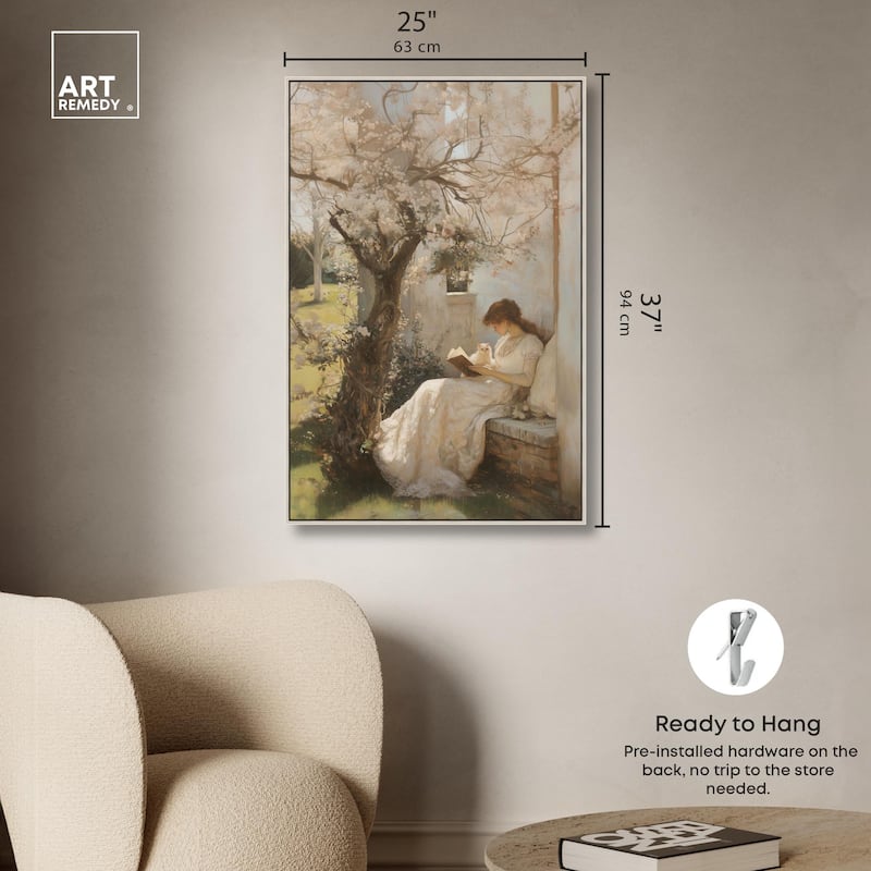 Reading With Her Cat Canvas by Art Remedy