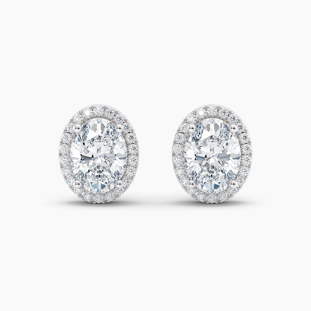 Auriya 14k Gold Lab Grown Halo Oval Diamond Stud Earrings 0.50 to 8.00 ct. tw. Push-Back (F-G VS) - White