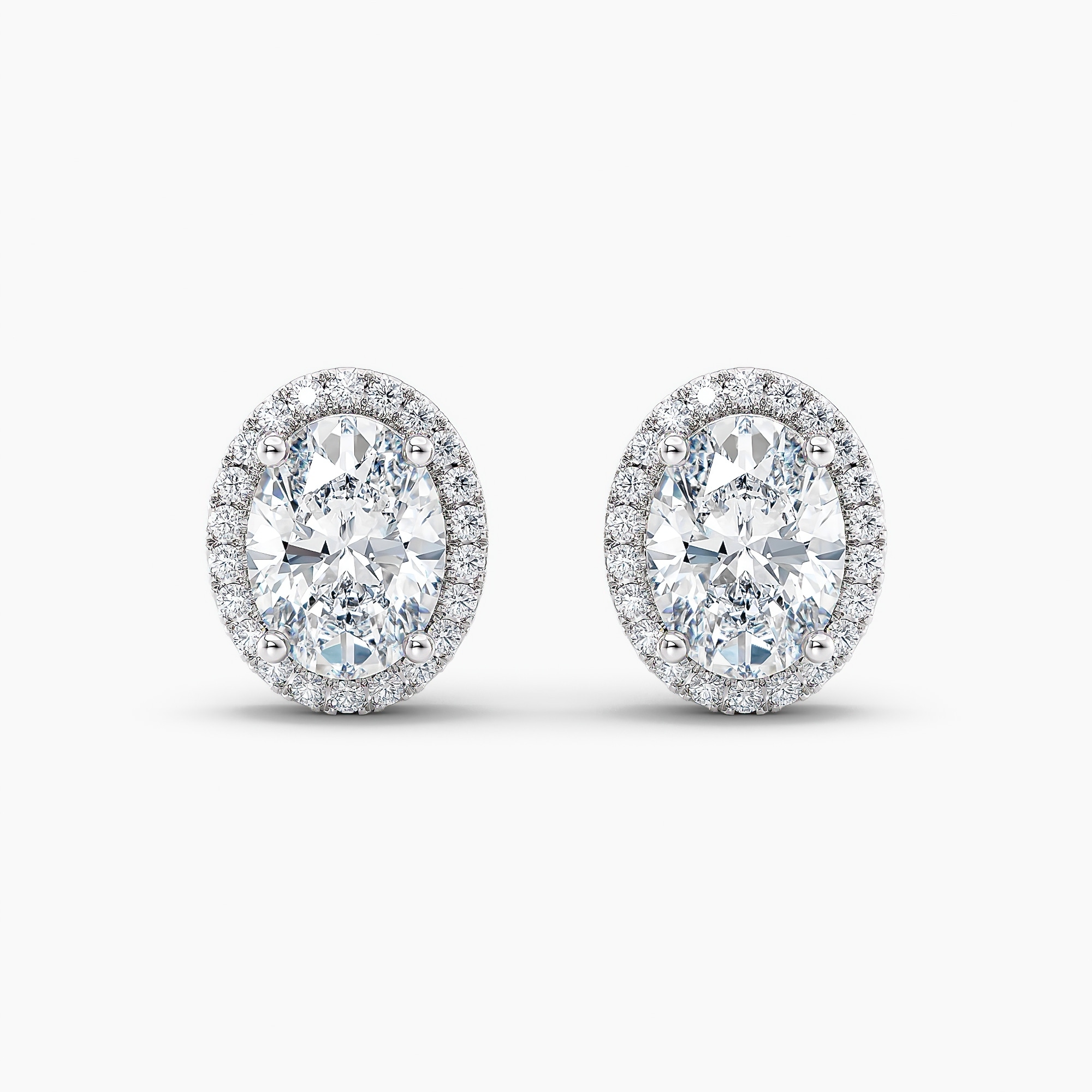 Auriya 14k Gold Lab Grown Halo Oval Diamond Stud Earrings 0.50 to 8.00 ct. tw. Push-Back (E-F VS)