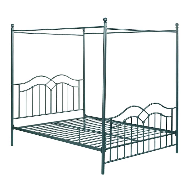 Christopher Knight Home - Voss Queen Iron Canopy Bed Frame with Four-Post Canopy Design