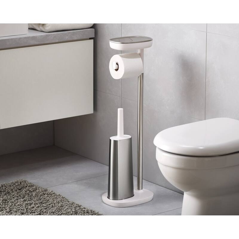 Joseph Joseph EasyStore Plus Toilet Paper Stand with Flex Steel Toilet Brush - Stainless-steel