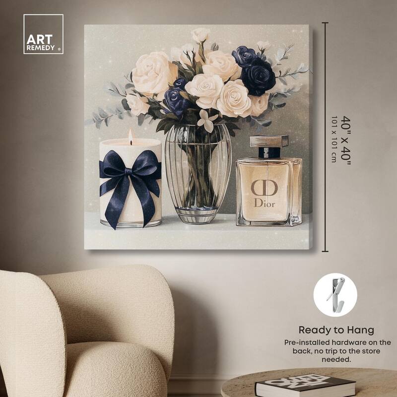 Ivory Perfume Flowers in Vase Canvas by Art Remedy, Gallery Wrapped