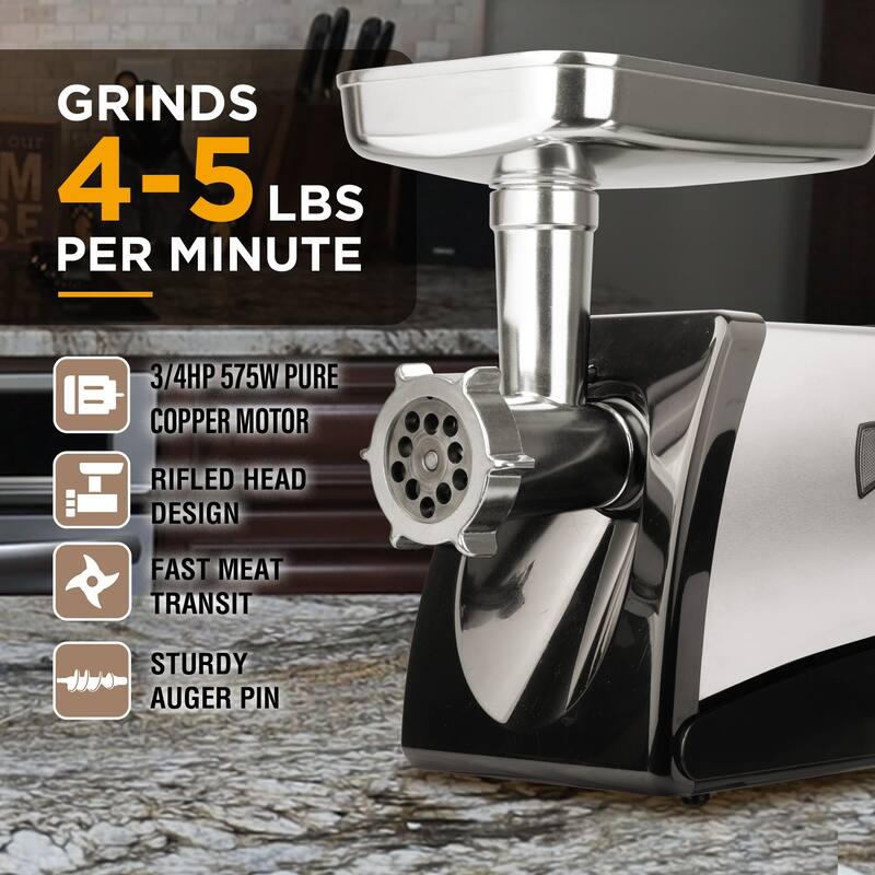 Amytek ETL Approved 3/4 HP Electric Meat Grinder - 14.25"×7.28"×13.42"