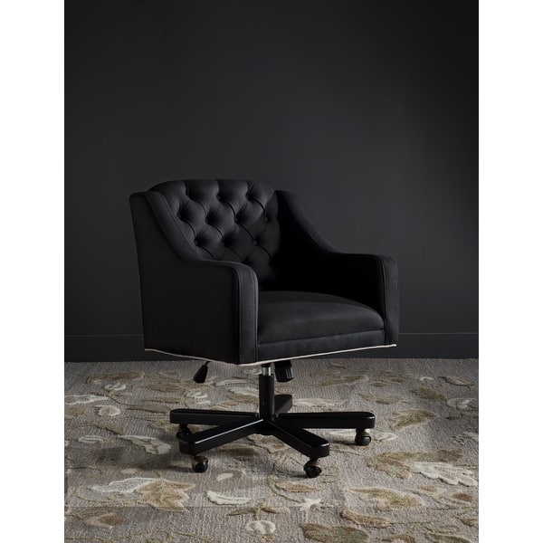 slide 2 of 7, SAFAVIEH Salazar Adjustable Swivel Black/ Taupe Desk Chair - 25.4" x 26.8" x 35.2"