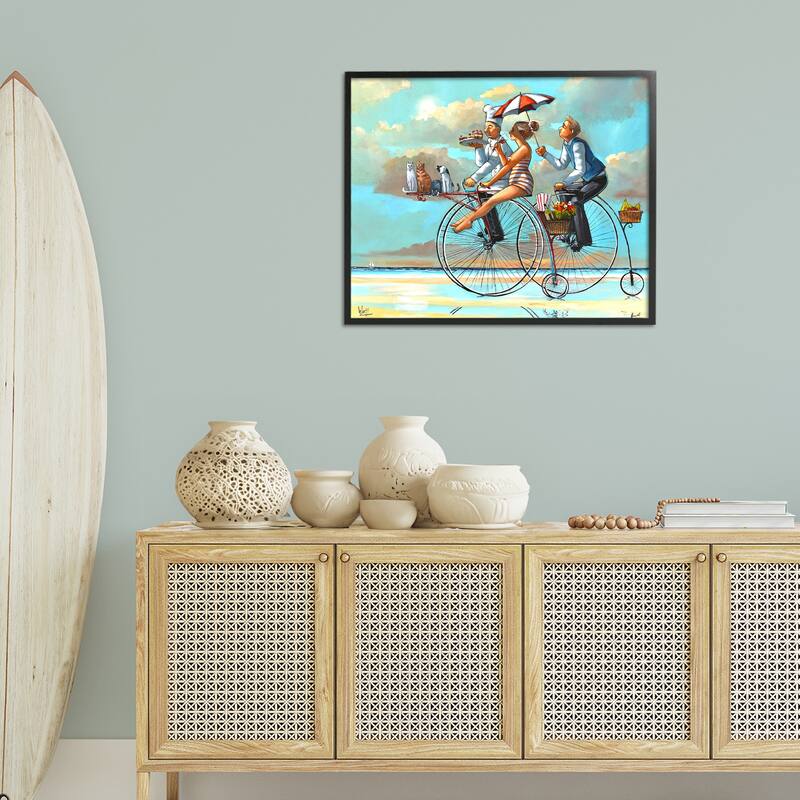 Stupell Woman & Butler Bicycle Ride Framed Giclee Art Design By Ronald West