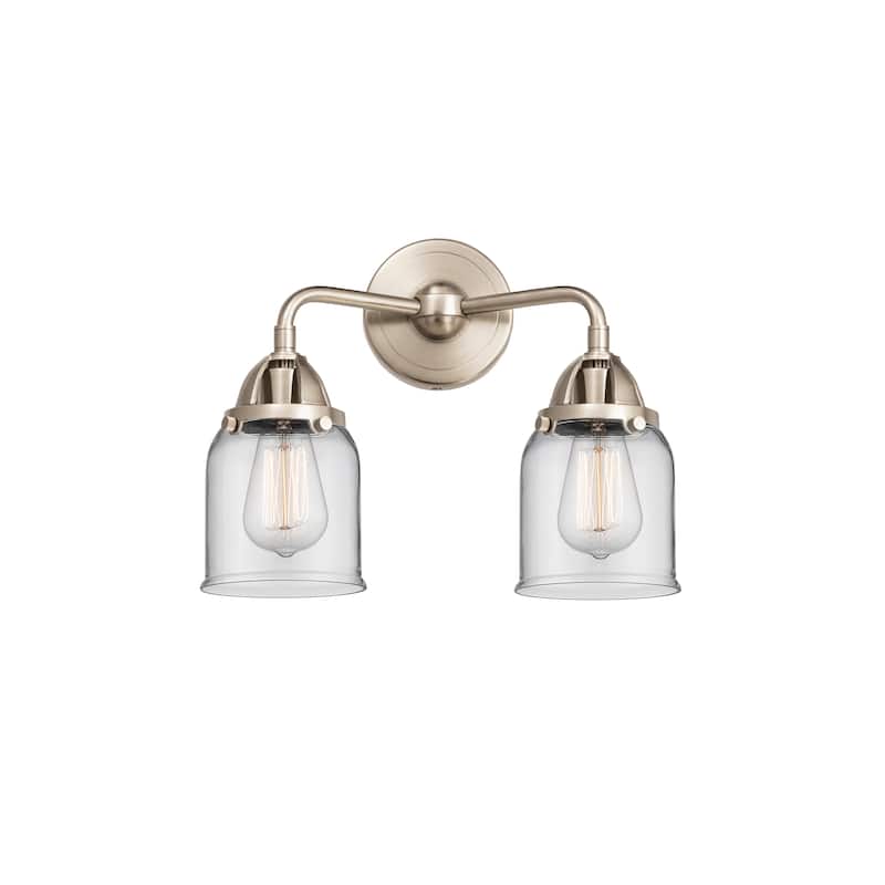 Innovations Lighting Nouveau 2 Bell - 2 Light 13" Bath Vanity Light - Clear/Brushed Satin Nickel