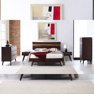 Sarah 5pc Queen Platform Bedroom Set in Burgundy