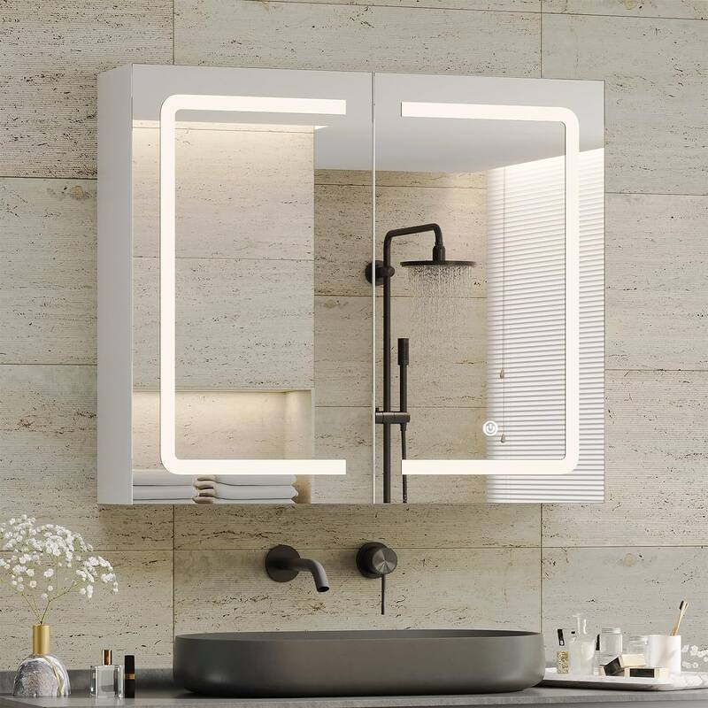 Lighted Medicine Cabinet Bathroom Wall Mounted Storage Doors
