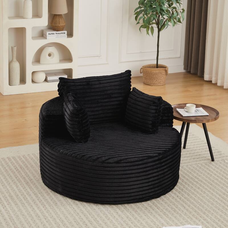 Corduroy Sponge single sofa,No Assembly Required,Fluffy Modern Sleeper Chair for Living room, Bedroom
