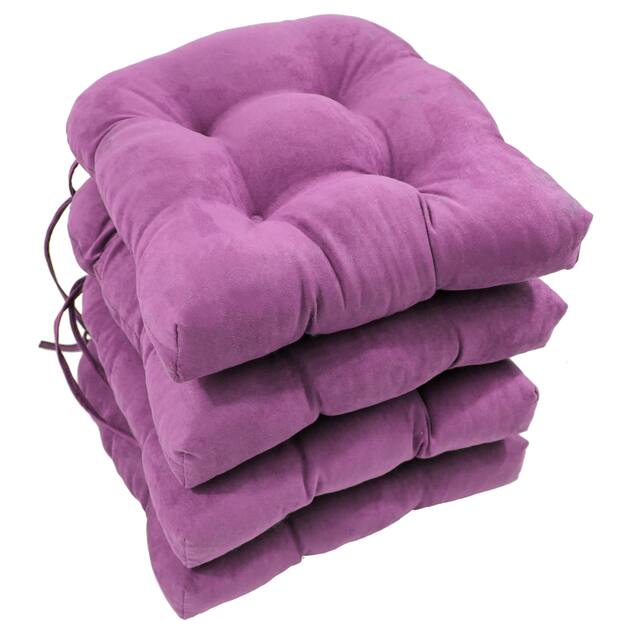 16-inch U-shaped Indoor Microsuede Chair Cushions (Set of 2, 4, or 6) - Set of 4 - Ultra Violet