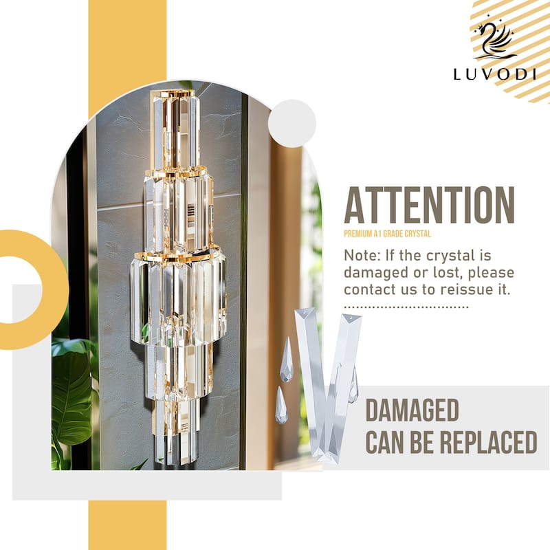 Modern Wall Sconce Contemporary Crystal Gold Bathroom Light Fixtures