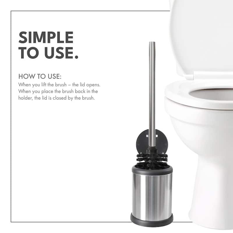 ToiletTree Products Deluxe Stainless Steel Toilet Brush with Lid, Bathroom Accessories for Toilet Cleaning (2 Pack)