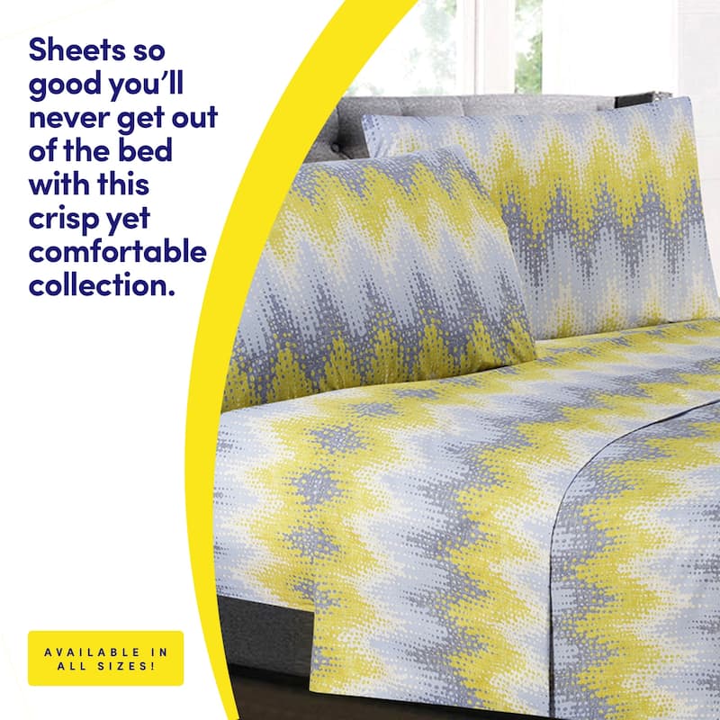 Malibu 4-Piece Patterned Deep Pocket Sheet Set.