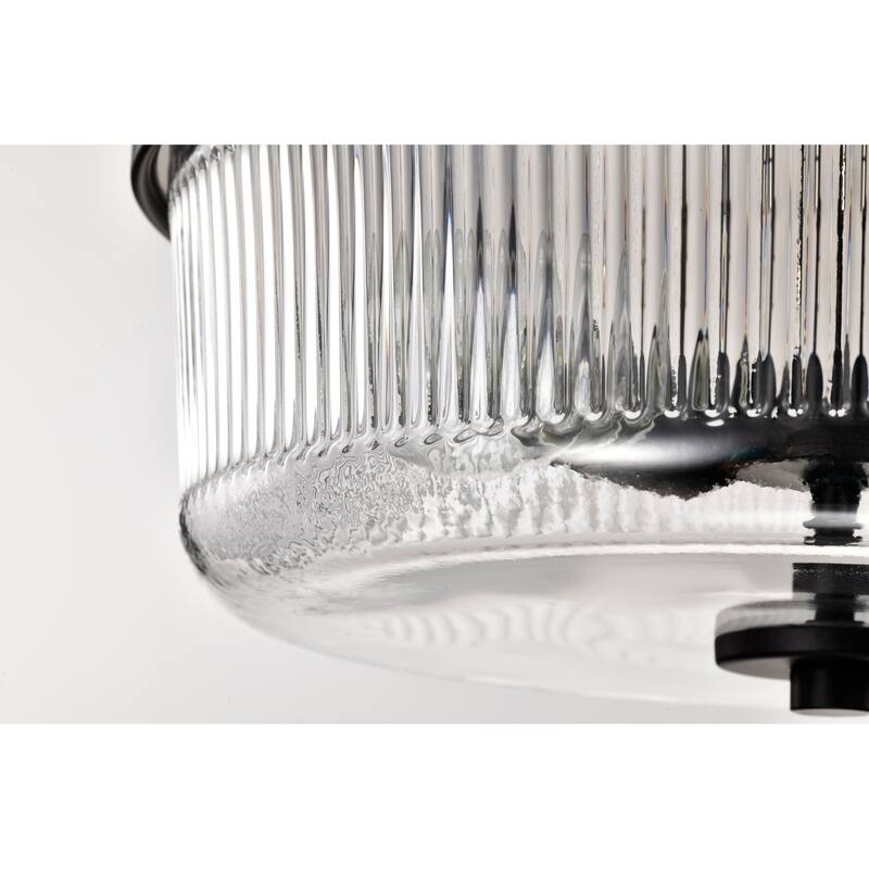 Grayson Small Flush Mount Matte Black Finish Clear Ribbed Glass - Matte Black