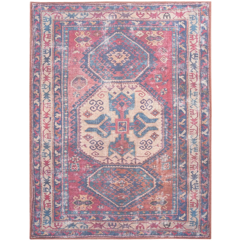 New Concept Washables Machine Washable Vintage Boho Medallion Area Rug