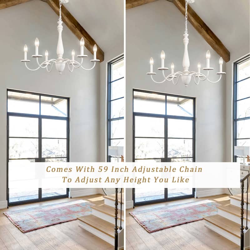 6-Light Rustic Farmhouse Chandelier Light for Bedroom Foyer Living Room