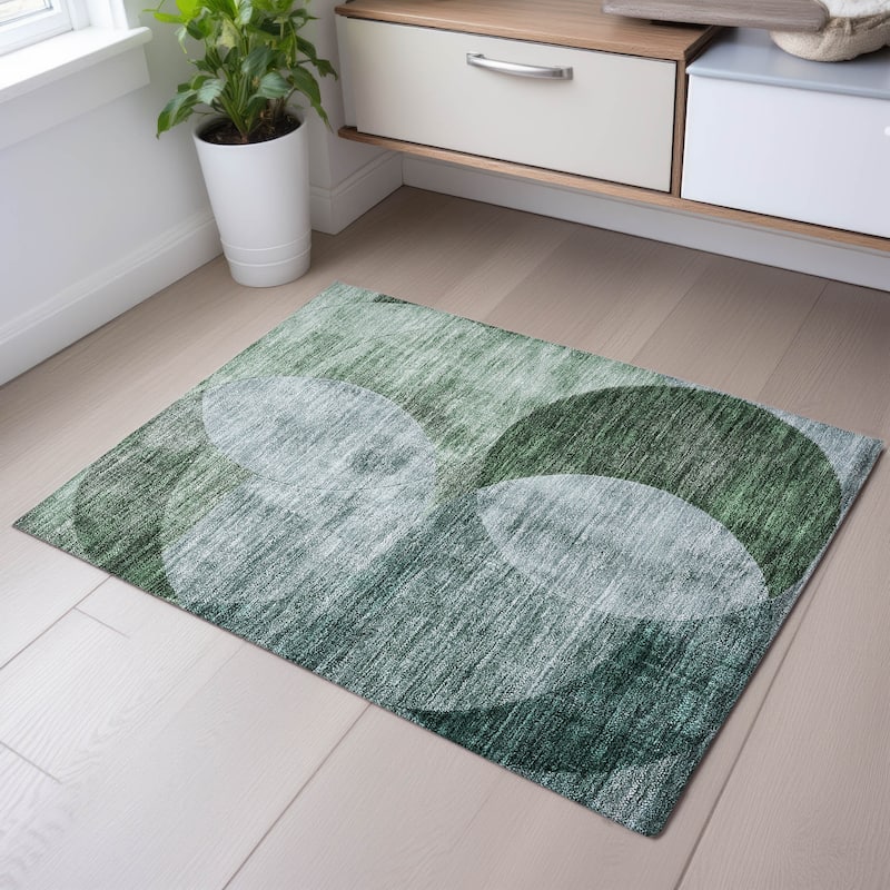 Premium Washable Super Soft Modern Geo Mayfield Rug - Seafoam - 1'8" x 2'6"