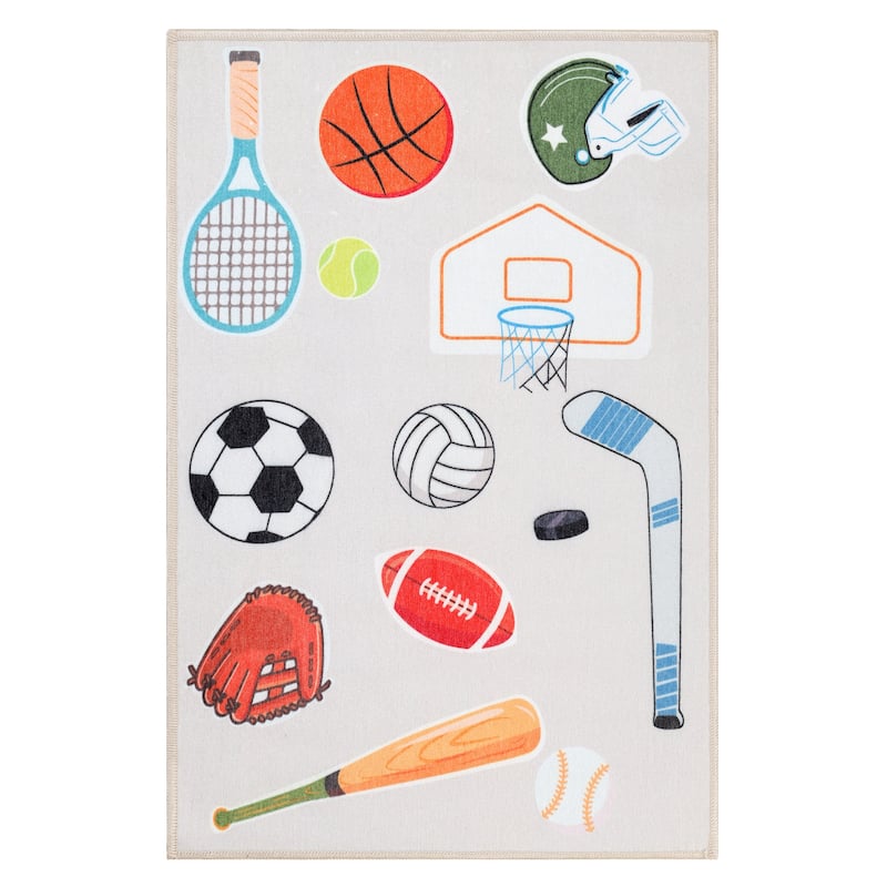 Superior All Star Washable Kids Playroom Nursery Non-Slip Area Rug