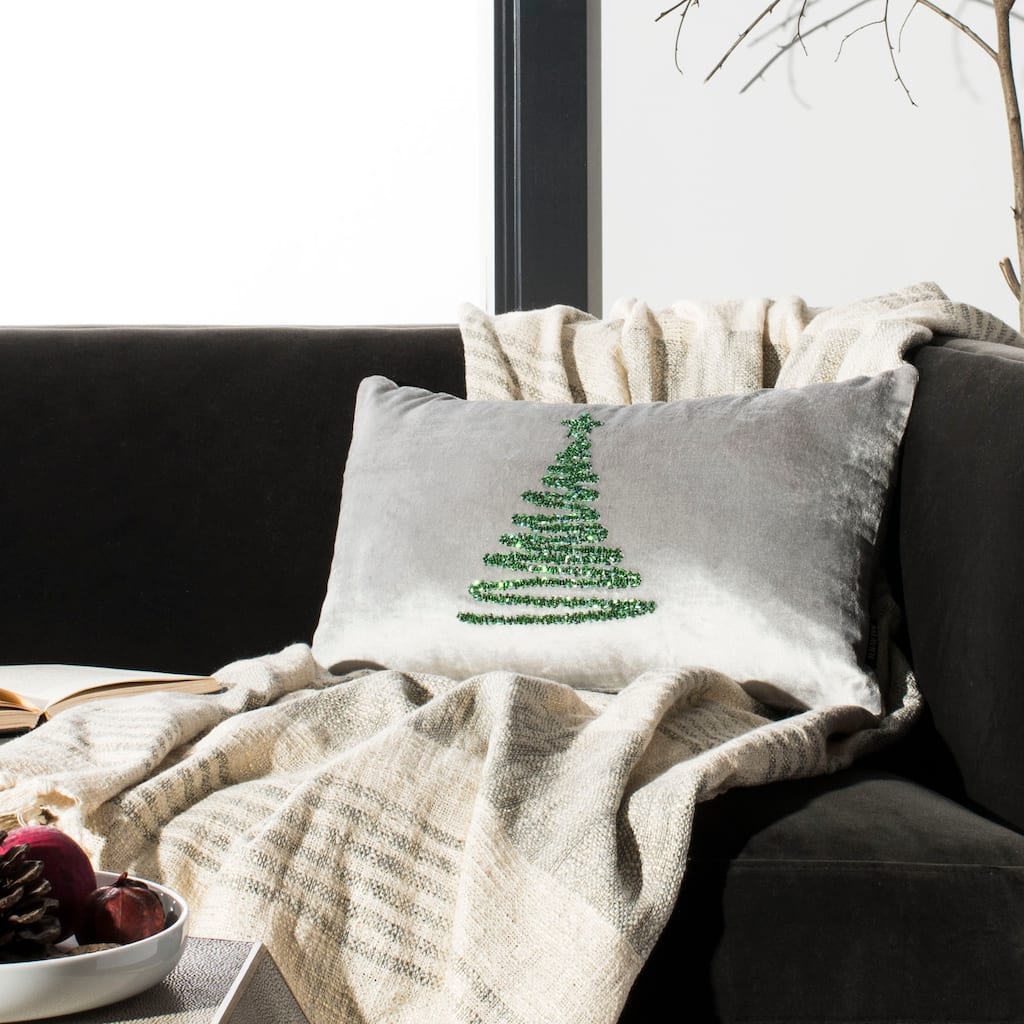 SAFAVIEH Holiday Alois Enchanted Evergreen 12 x 20-inch Decorative Pillow