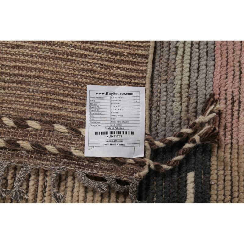 All-Over Geometric Moroccan Oriental Area Rug Hand-Knotted Wool Carpet - 8'11"x 12'4"