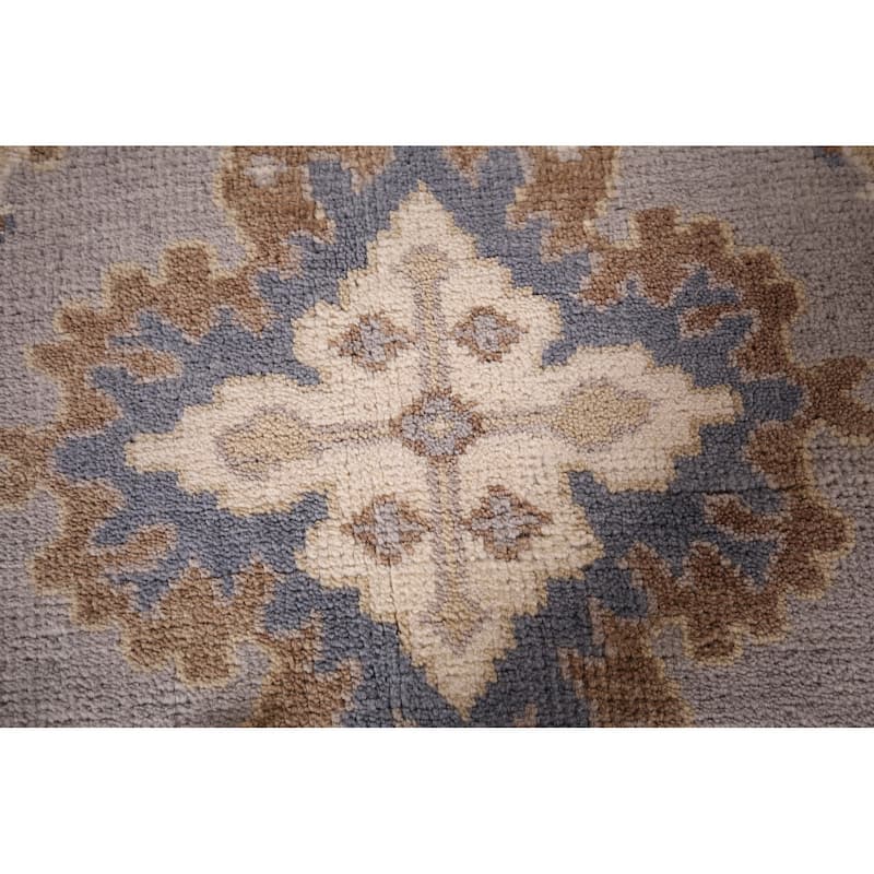 Floral Gray Oushak Indian Area Rug Hand-Knotted Wool Carpet - 8'1" x 9'11"