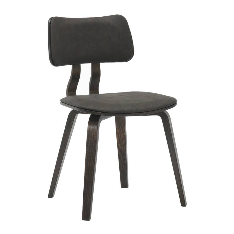 Leather Dining Chairs with Poplar Wood Frame and Open-Back Design Side Chair - Dark Walnut/Brown