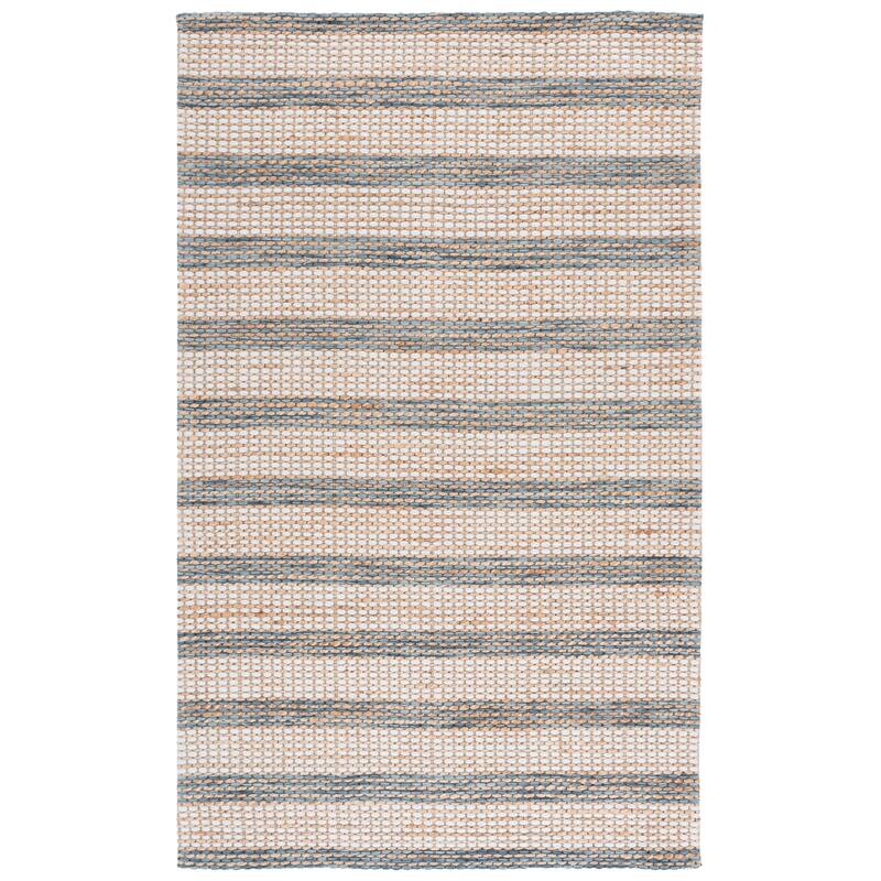Martha Stewart by SAFAVIEH Handmade Halldis Jute Rug - Natural/Dark Blue - 6' Square