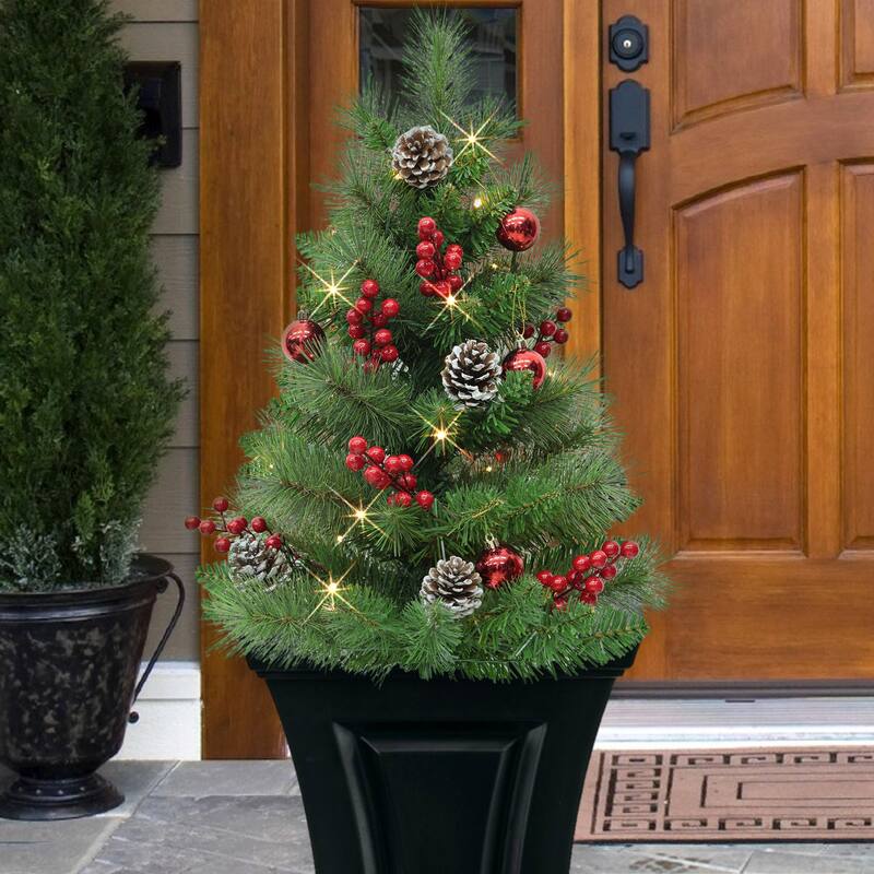 Puleo International 30" Pre-Lit Artificial Urn Filler - Green
