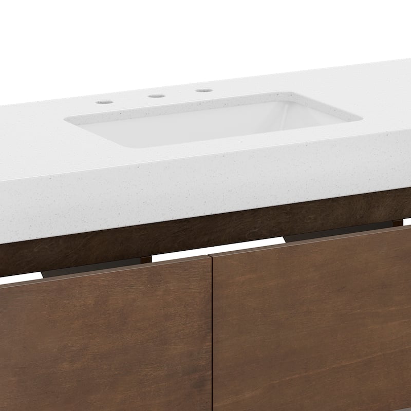 Moasis 47" W 3 Drawer Floating Bathroom Vanity with Stone Top and Ceramic Basin