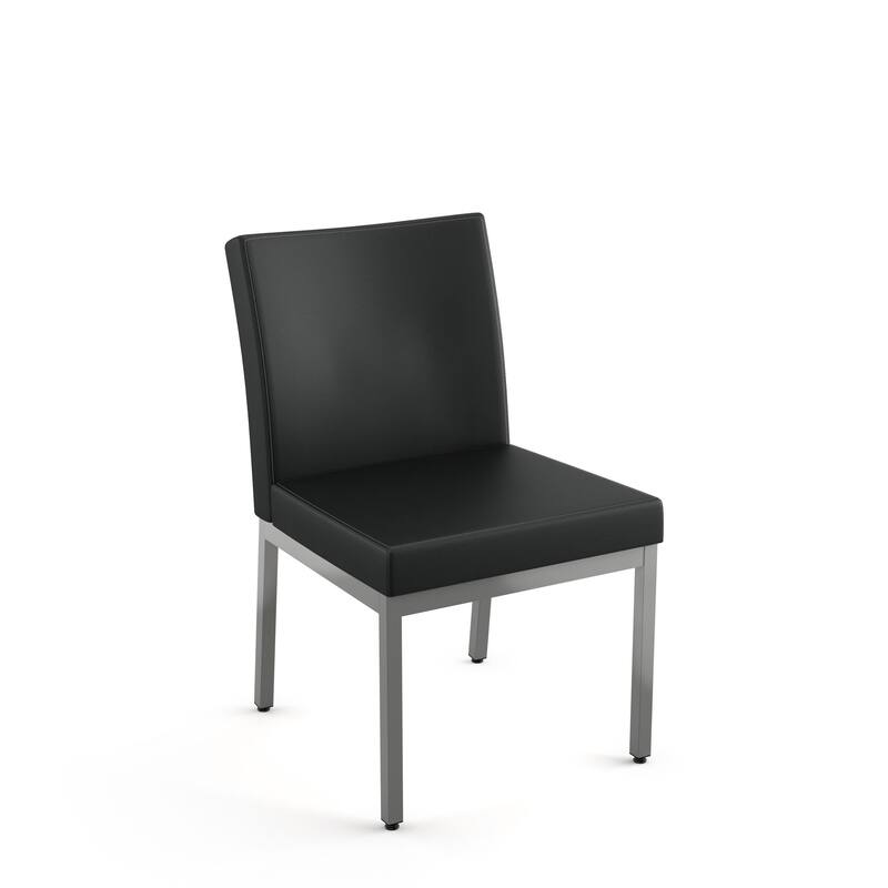 Amisco Perry Dining Chairs (Set of 2) - Black Faux Leather / Glossy Grey Metal