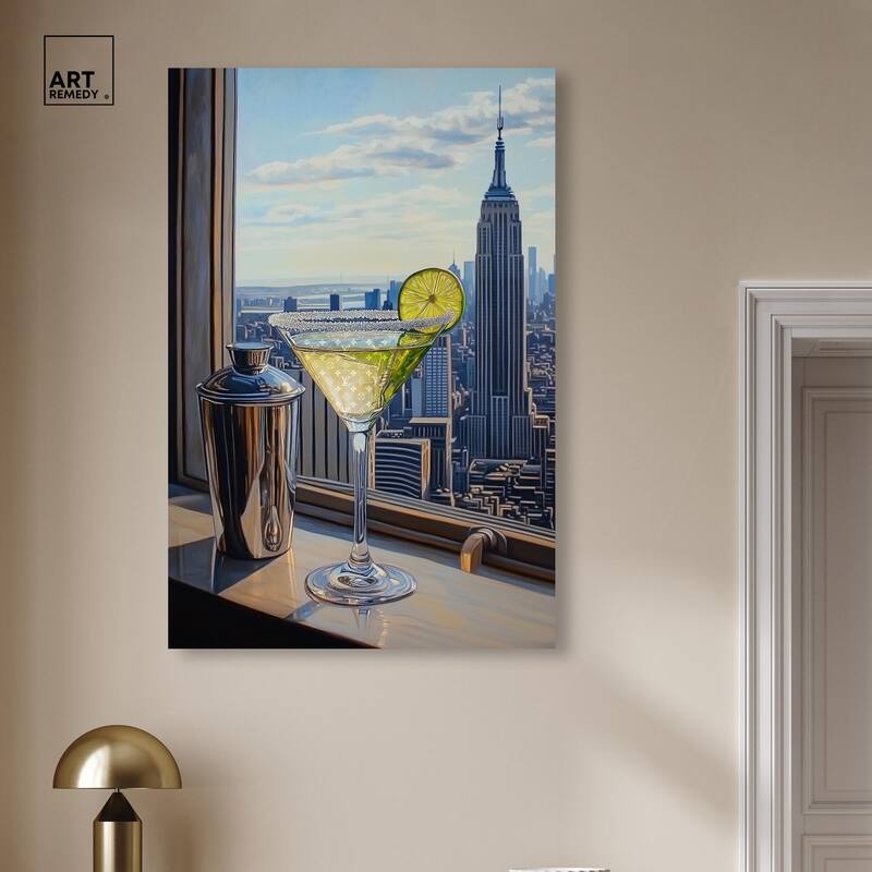 Classy Drink in NYC Canvas by Art Remedy, Gallery Wrapped